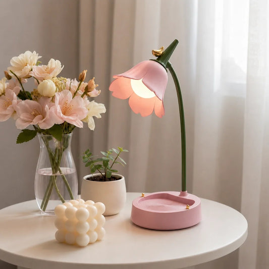 Petal Shade Desk Lamp with Bird Accent 1