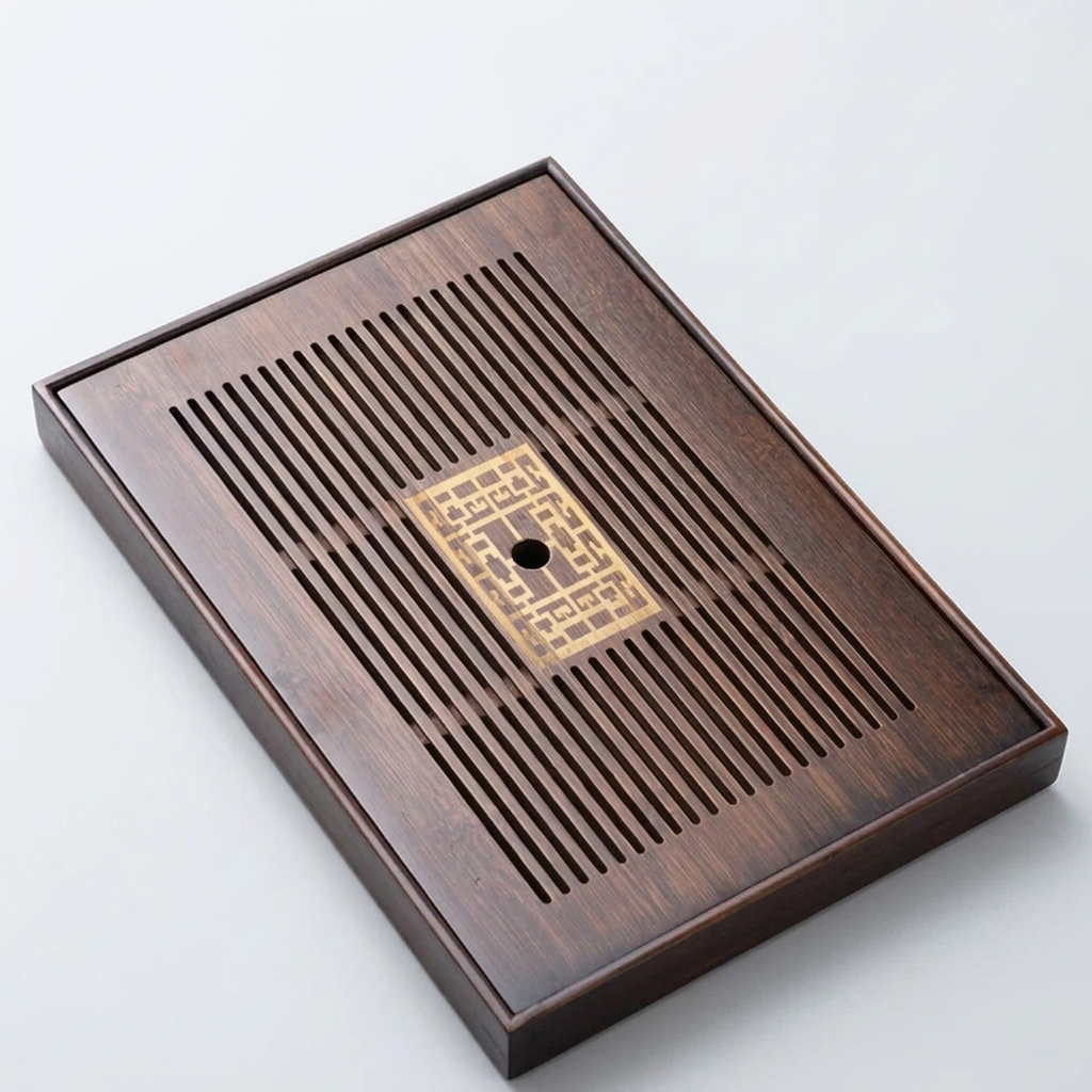 Elegant Bamboo Tea Tray with Fast-Draining Design - variant