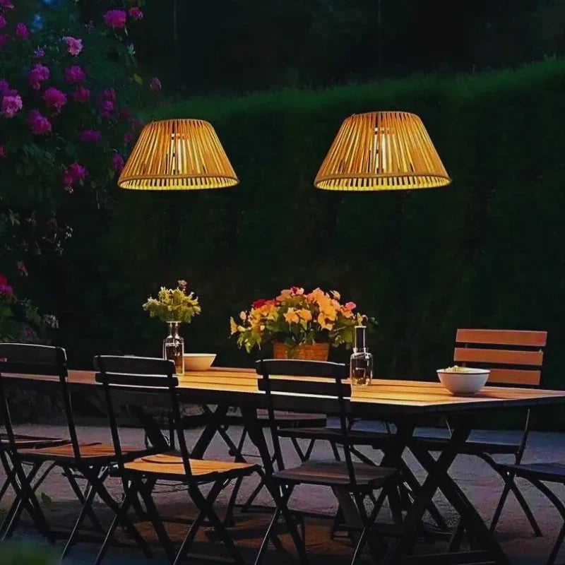 Faux Rattan Solar Lantern 6