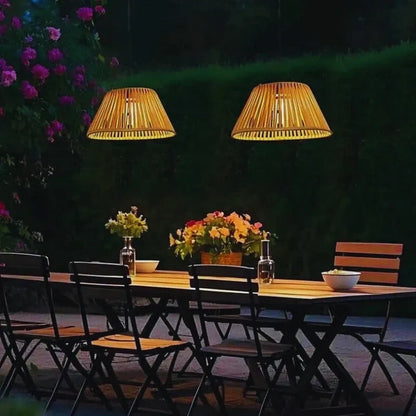 Faux Rattan Solar Lantern 6