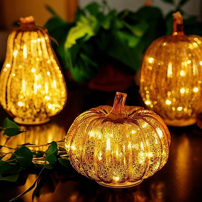 Hand-Blown Glass Pumpkin Lamp 8