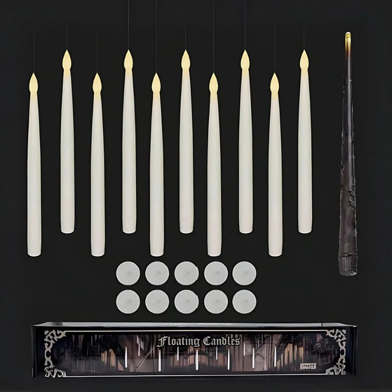 Floating LED Taper Candles with Wand Remote 14