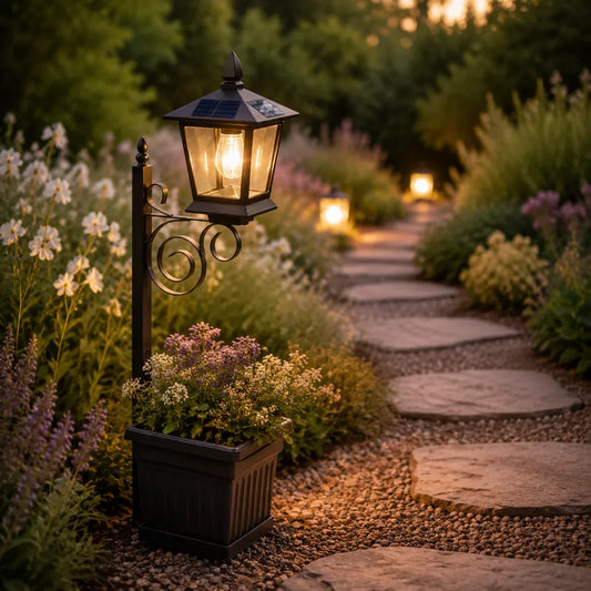 Solar Lantern Post with Planter Base 0