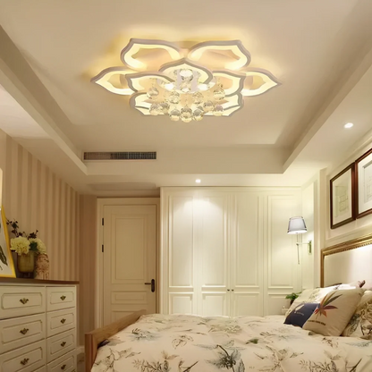 Lotus Petal Crystal Flush-Mount Chandelier 5