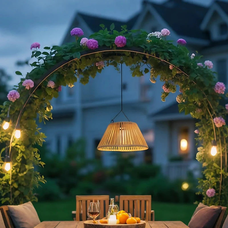 Faux Rattan Solar Lantern 7