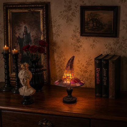 Witch Hat Stained-Glass Style Table Lamp 2