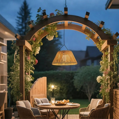 Faux Rattan Solar Lantern 11
