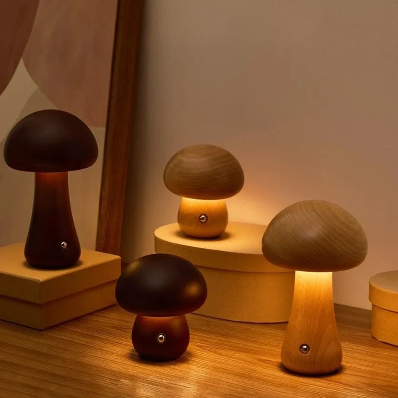 Solid Wood Mushroom Table Lamp 1