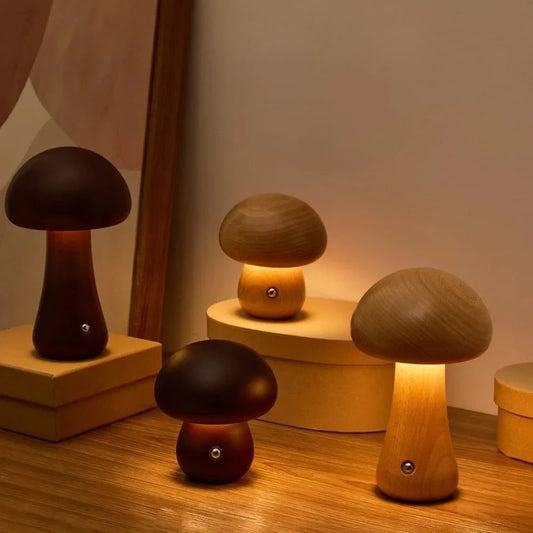 Solid Wood Mushroom Table Lamp 1