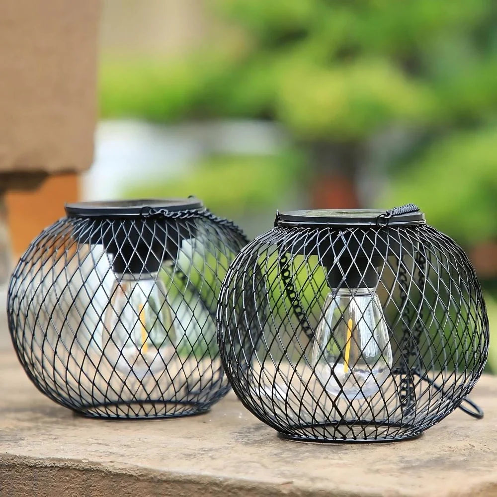 Black Mesh Solar Hanging Lantern 4