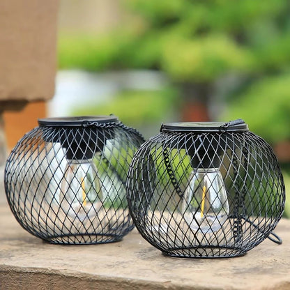 Black Mesh Solar Hanging Lantern 4