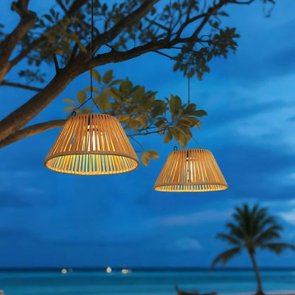 Faux Rattan Solar Lantern 9