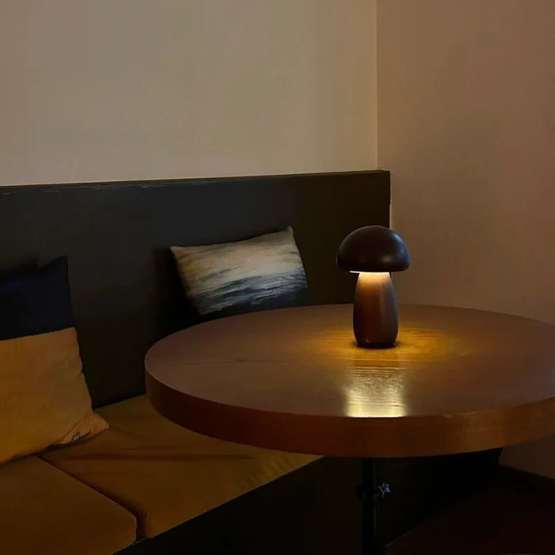 Solid Wood Mushroom Table Lamp 16