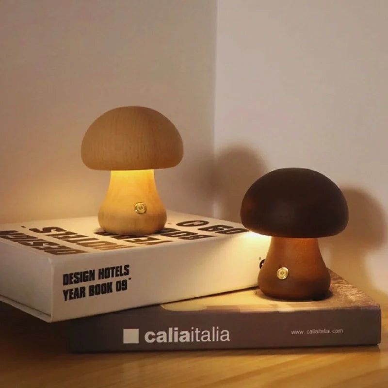 Solid Wood Mushroom Table Lamp 12
