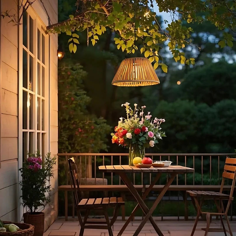 Faux Rattan Solar Lantern 5