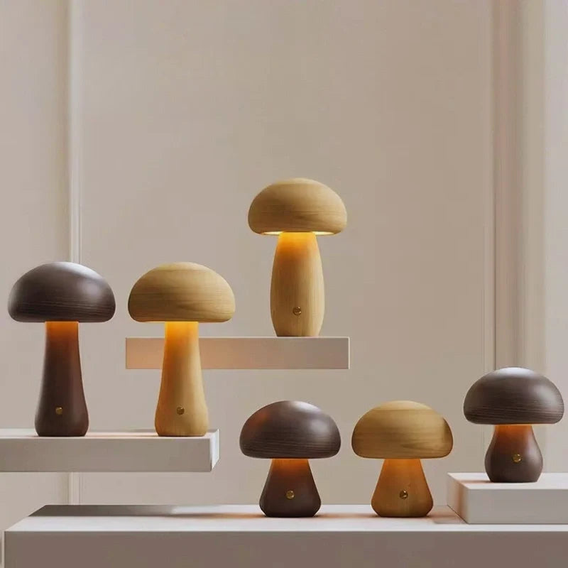Solid Wood Mushroom Table Lamp 15