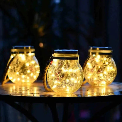 Solar Crackle Glass Hanging Lantern 4