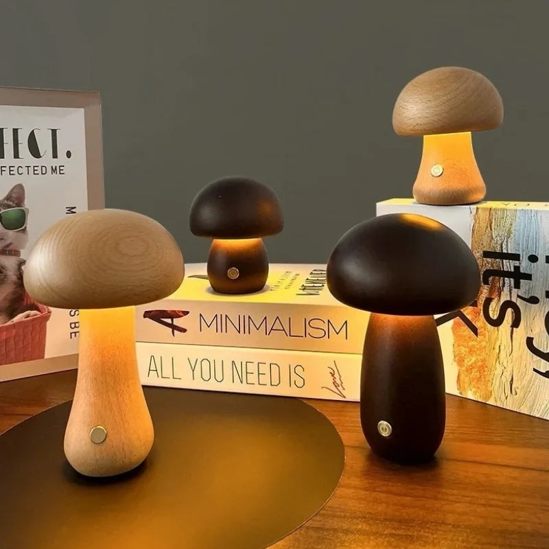 Solid Wood Mushroom Table Lamp 14