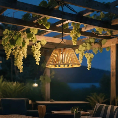 Faux Rattan Solar Lantern 10