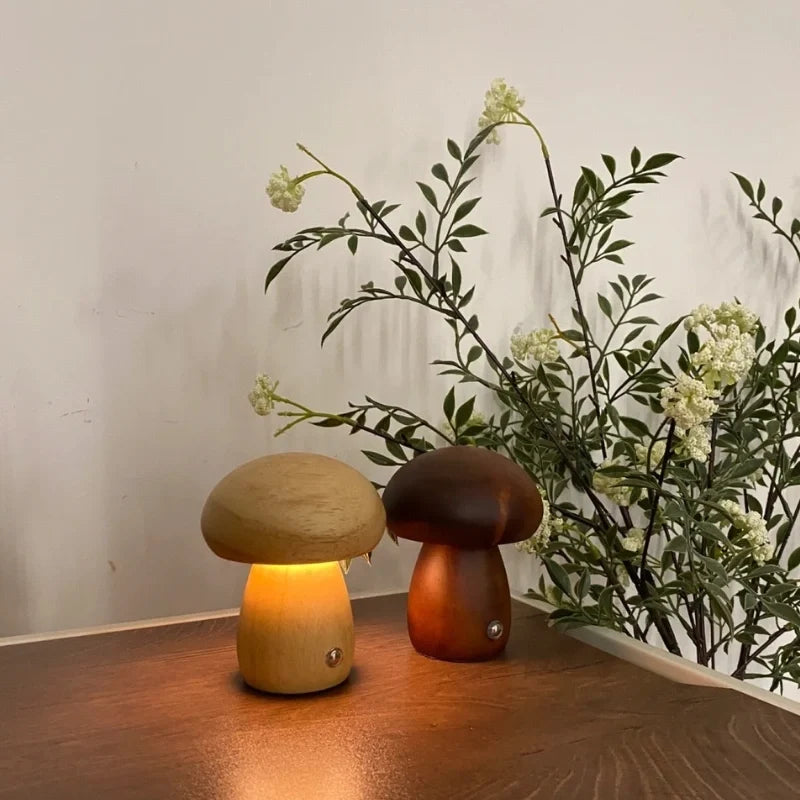 Solid Wood Mushroom Table Lamp 11