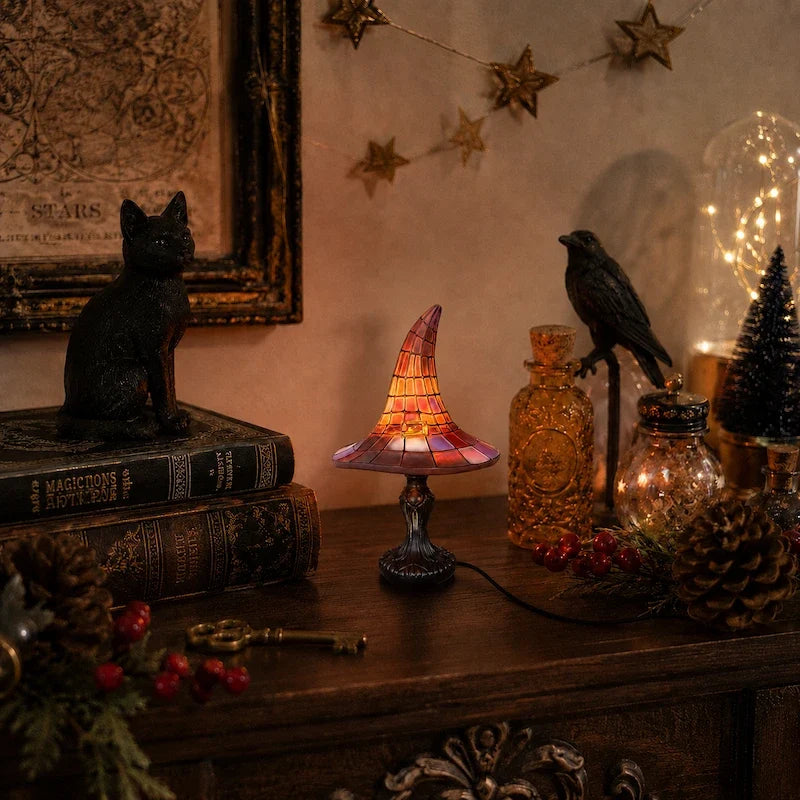 Witch Hat Stained-Glass Style Table Lamp 8