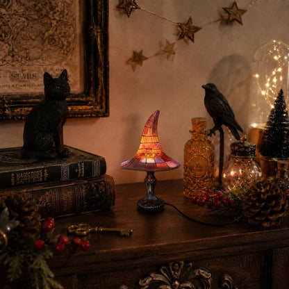 Witch Hat Stained-Glass Style Table Lamp 8