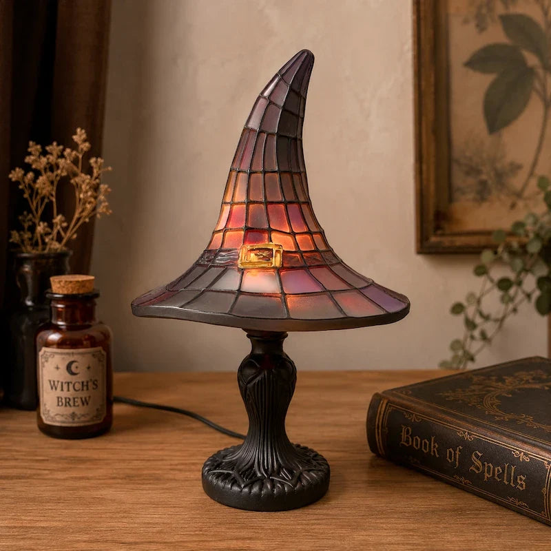 Witch Hat Stained-Glass Style Table Lamp 10
