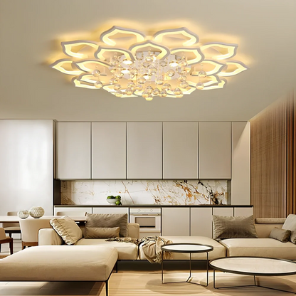 Lotus Petal Crystal Flush-Mount Chandelier 0