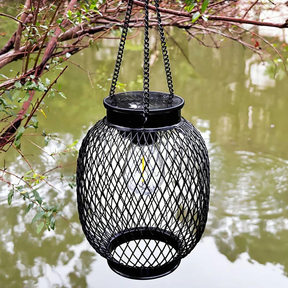 Black Mesh Solar Hanging Lantern 7
