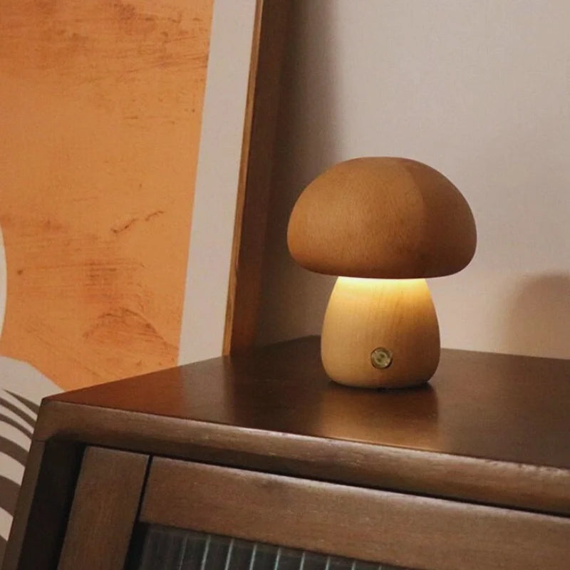 Solid Wood Mushroom Table Lamp 4