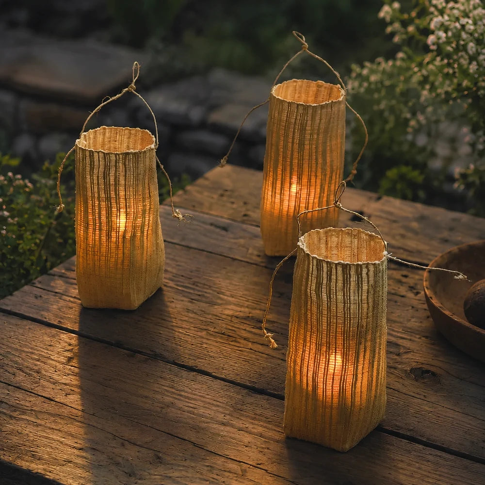 Handwoven Ramie Fibre Lantern 4