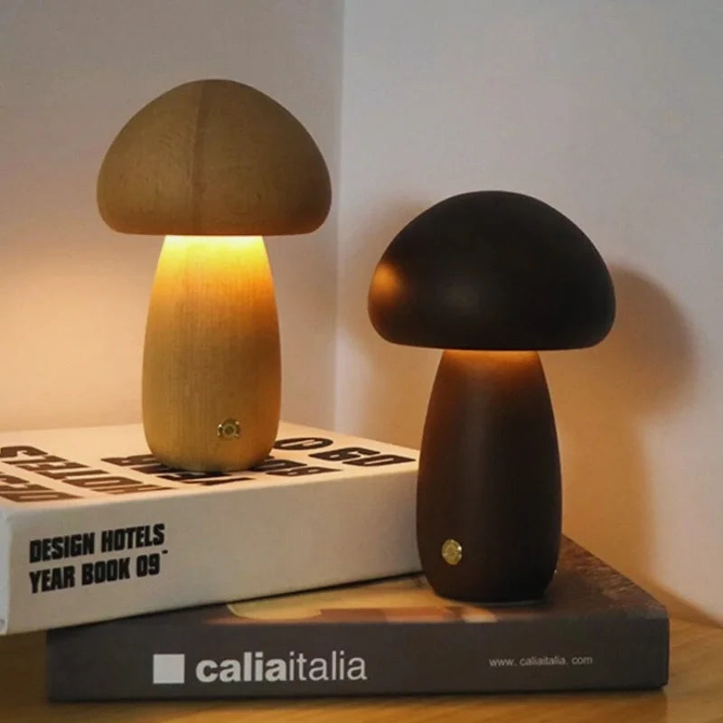 Solid Wood Mushroom Table Lamp 13