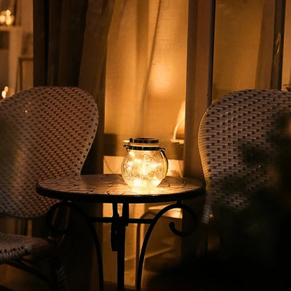 Solar Crackle Glass Hanging Lantern 14