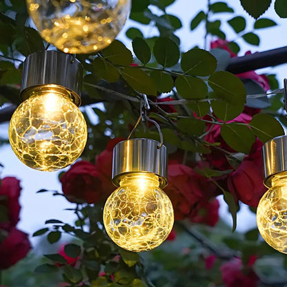 Solar Crackle Glass Hanging Lantern 5
