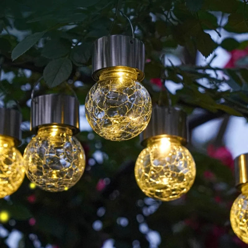 Solar Crackle Glass Hanging Lantern 13
