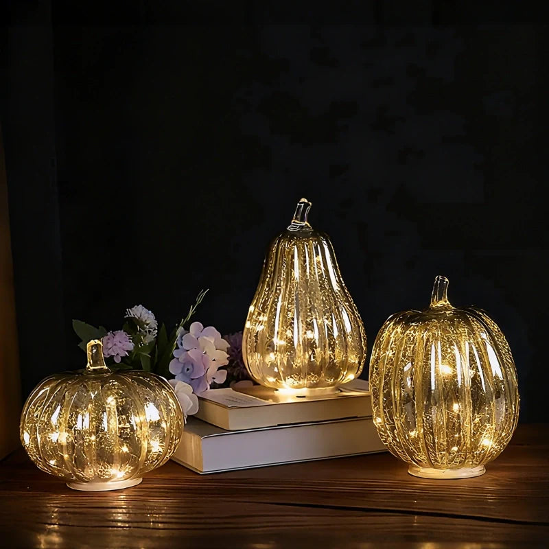 Hand-Blown Glass Pumpkin Lamp 14