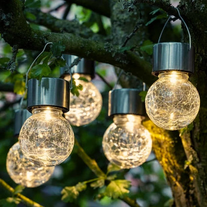Solar Crackle Glass Hanging Lantern 16