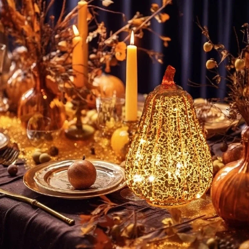 Hand-Blown Glass Pumpkin Lamp 3