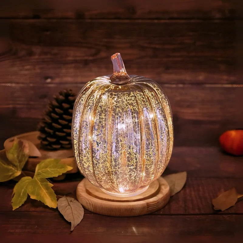 Hand-Blown Glass Pumpkin Lamp 12