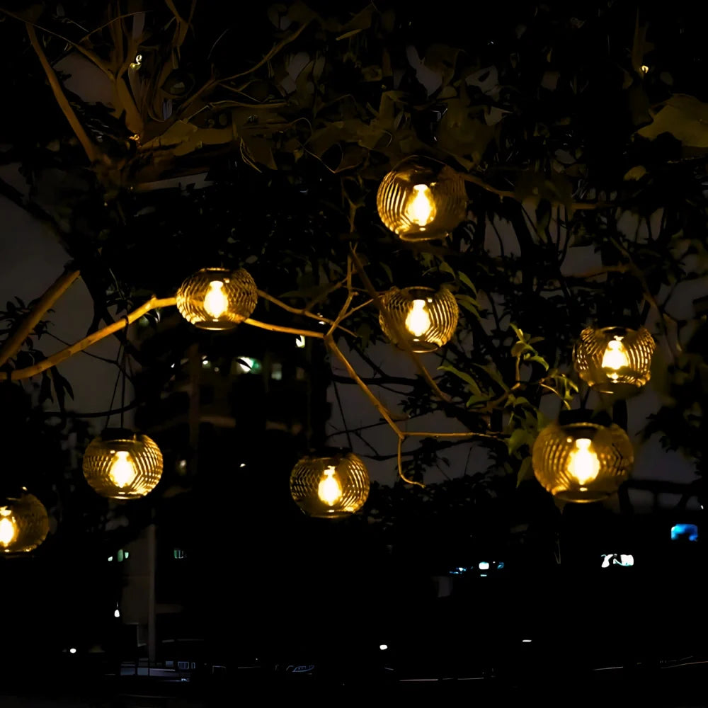 Black Mesh Solar Hanging Lantern 9