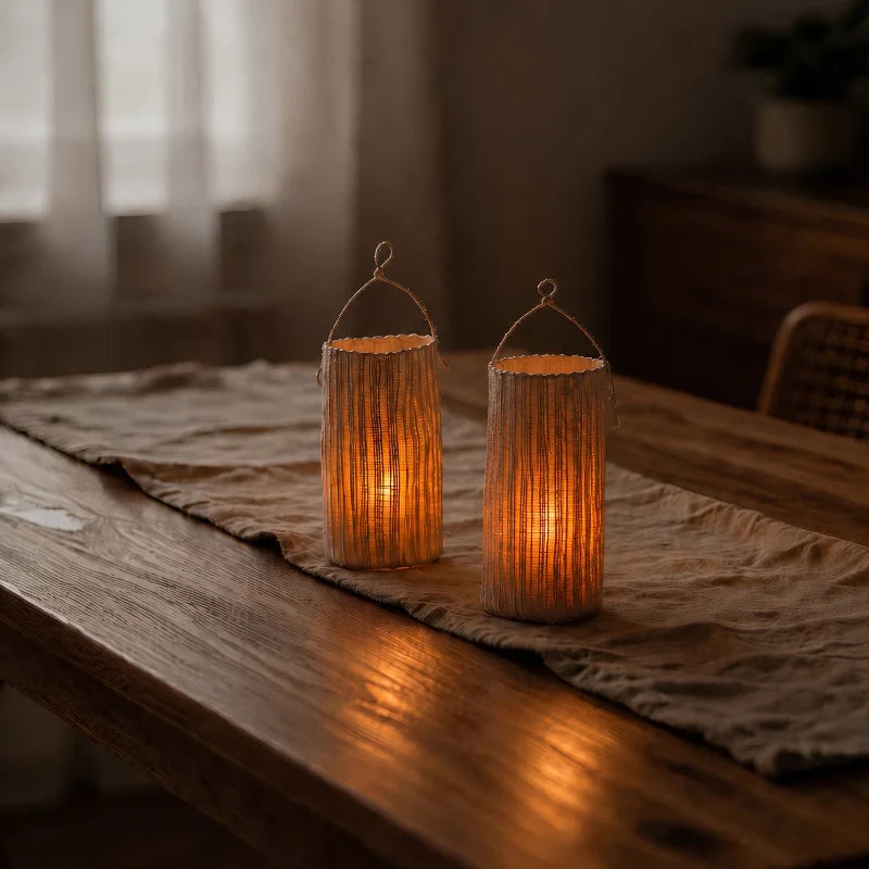 Handwoven Ramie Fibre Lantern 0