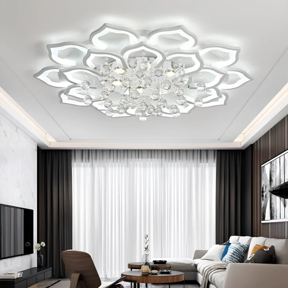 Lotus Petal Crystal Flush-Mount Chandelier 2