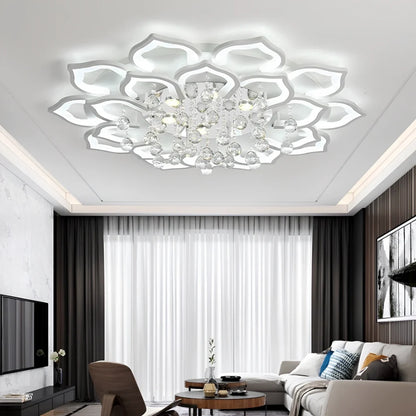 Lotus Petal Crystal Flush-Mount Chandelier 2