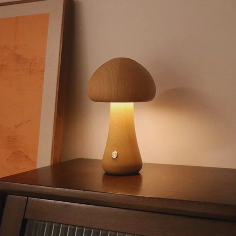 Solid Wood Mushroom Table Lamp 8