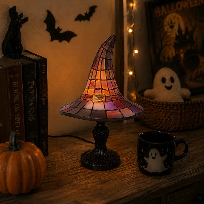 Witch Hat Stained-Glass Style Table Lamp 3