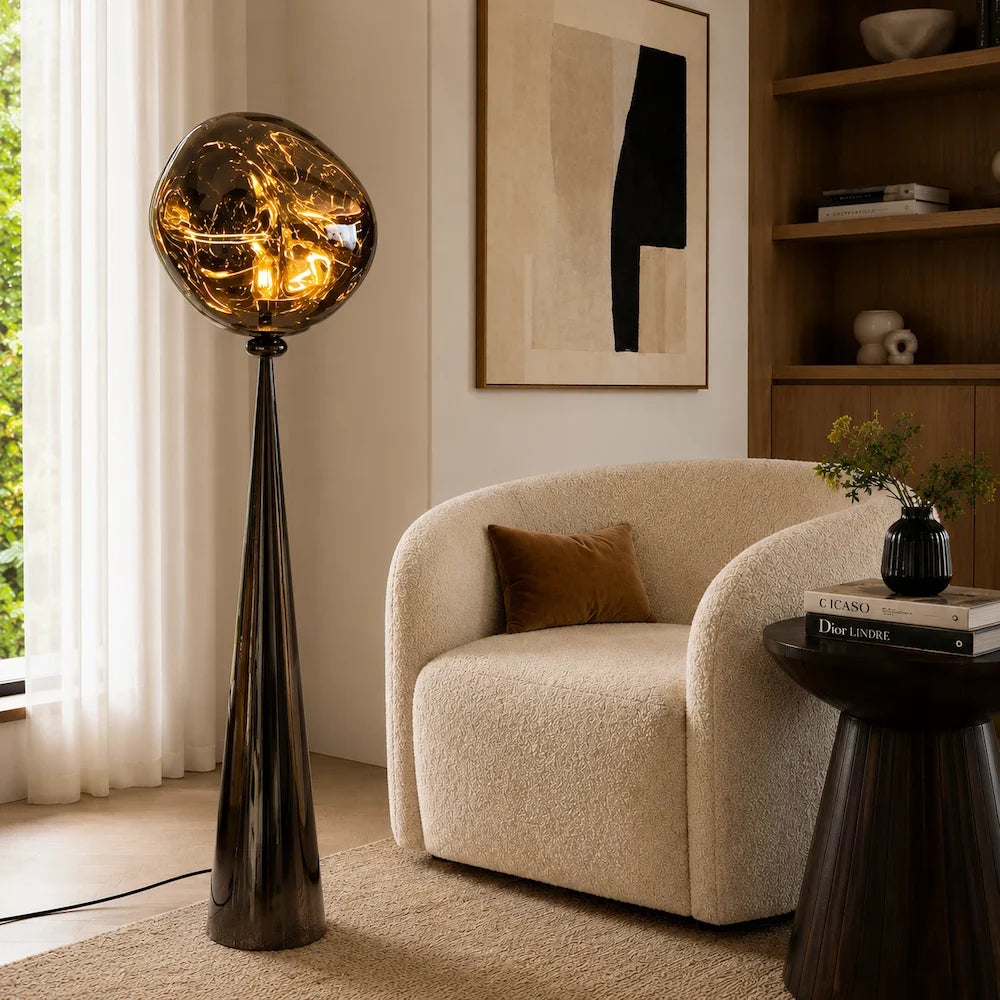 Smoked Acrylic Globe Floor Lamp 0