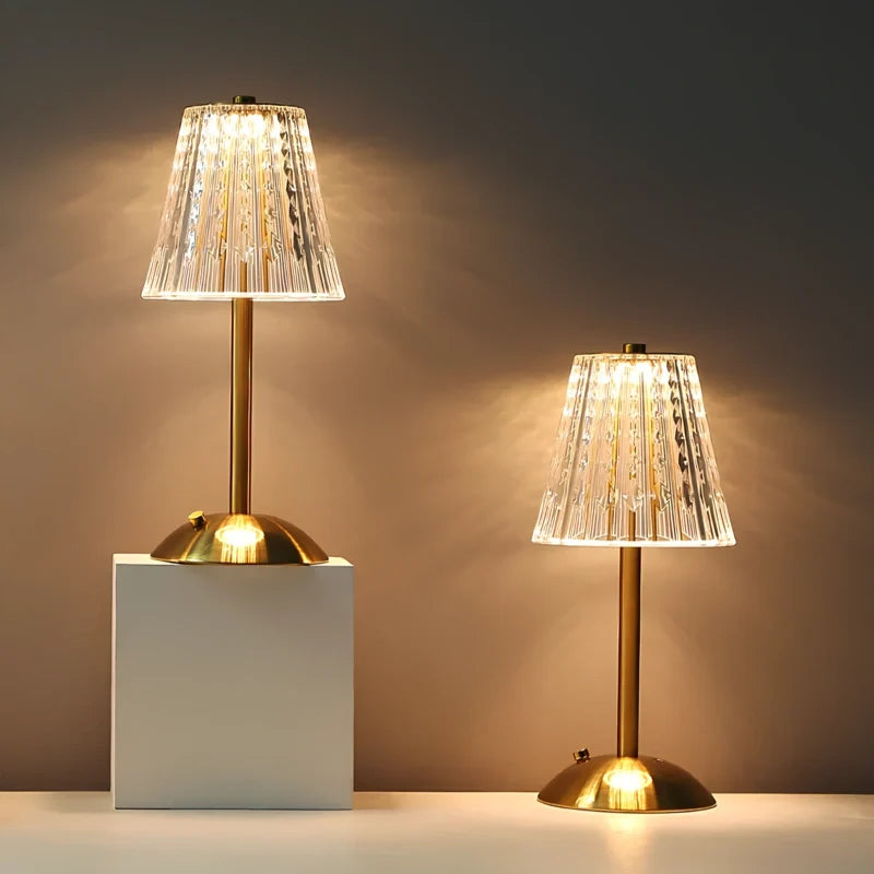 Brushed Gold Crystal-Effect Table Lamp 11