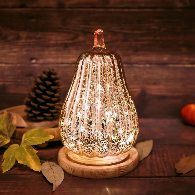 Hand-Blown Glass Pumpkin Lamp 10