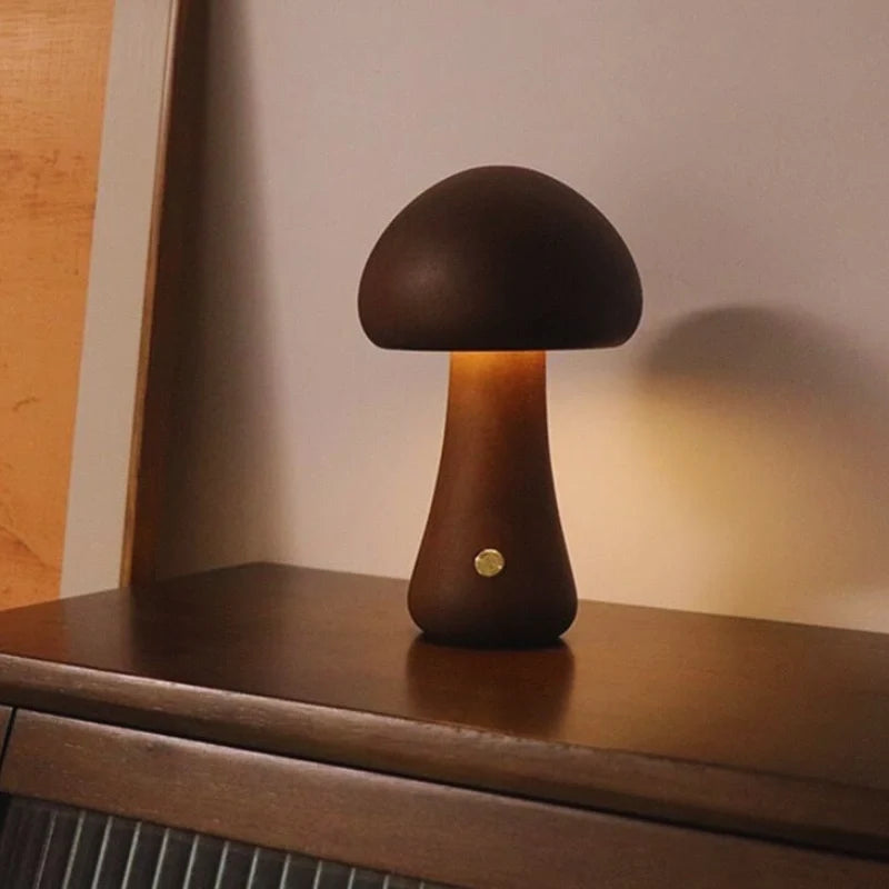 Solid Wood Mushroom Table Lamp 7