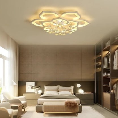 Lotus Petal Crystal Flush-Mount Chandelier 3
